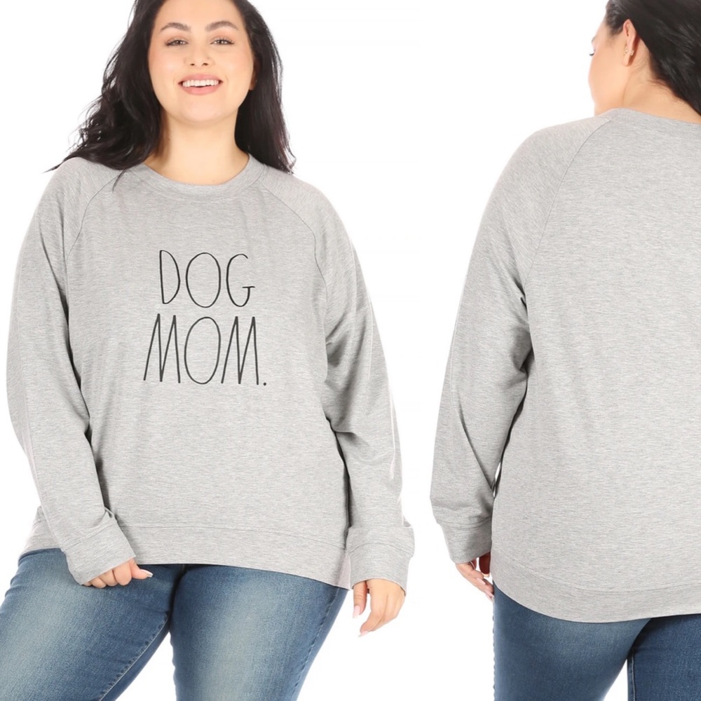 Rae Dunn "DOG MOM" Plus Pullover Sweatshirt NWT 1X
